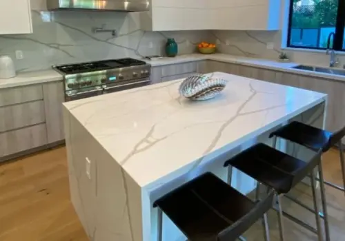 Newly installed kitchen island with modern finishes in a Temecula home by California Home Center