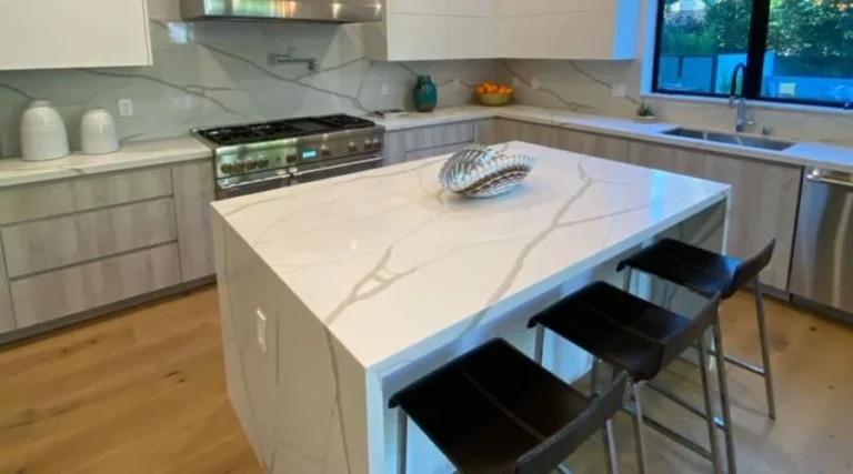 Newly installed kitchen island with modern finishes in a Temecula home by California Home Center