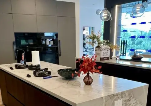 kitchen upgrade with new countertops and lighting in Temecula, CA by California Home Center