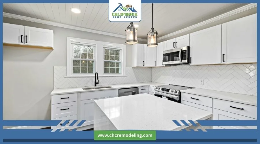 L-shaped kitchen with corner storage and dining nook