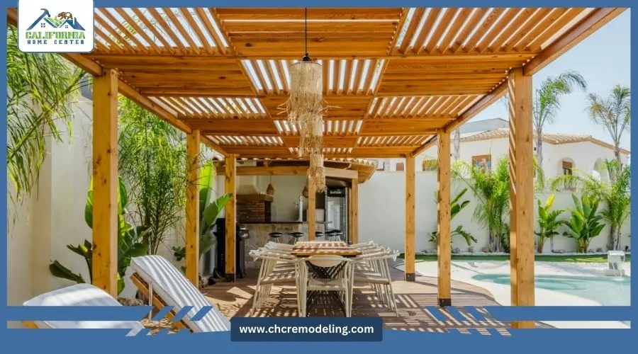 Wood pergola backyard design