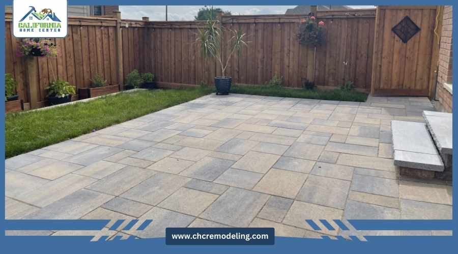 Interlocking pavers installed for backyard patio