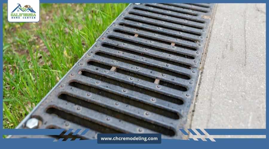 Patio installation showing proper slope for drainage