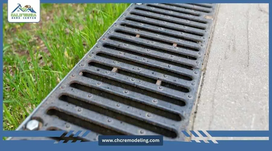 Patio installation showing proper slope for drainage