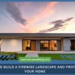 A beautiful modern home featuring firewise landscaping with gravel, spaced-out native plants, and non-combustible materials.
