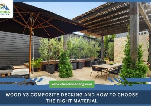wood vs composite decking A beautifully landscaped backyard featuring a spacious new deck